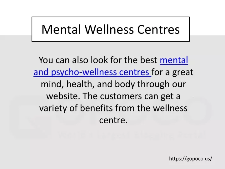 mental wellness centres