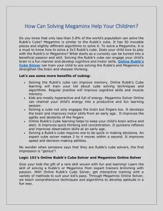 how can solving megaminx help your children