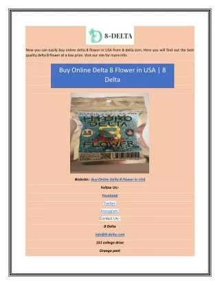 Buy Online Delta 8 Flower in USA | 8 Delta