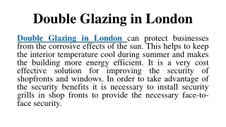 double glazing in london