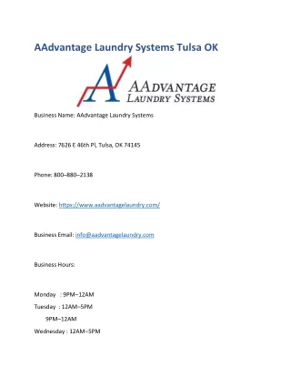 AAdvantage Laundry Systems Tulsa OK