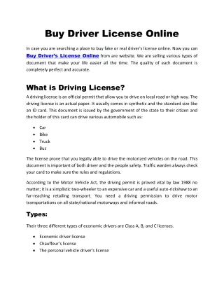 Buy Driving License Online