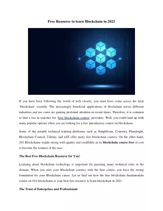 Best Free Resource to learn Blockchain in 2021