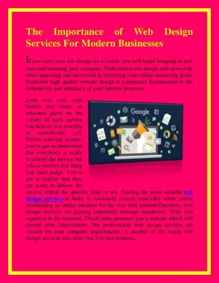 The Importance of Web Design Services For Modern Businesses(1)