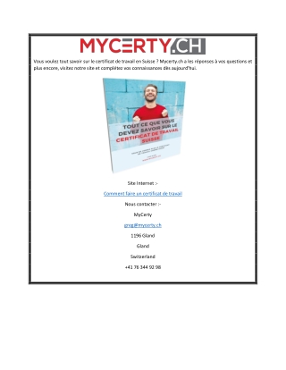Comment réaliser un certificat de travail  MyCerty.ch