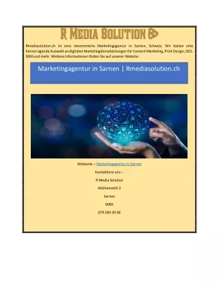 Marketingagentur in Sarnen  Rmediasolution.ch