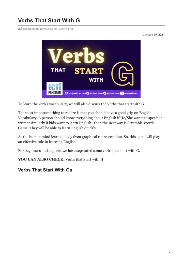 verbs that start with g