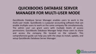 quickbooks database server manager for multi user mode