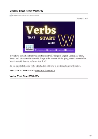 verbs that start with w