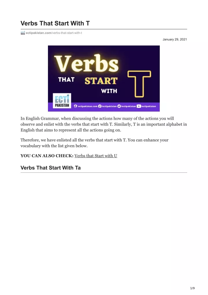 verbs that start with t