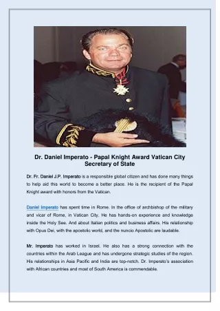 Daniel Imperato - Papal Knight Award