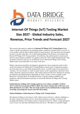 internet of things iot testing market size 2027