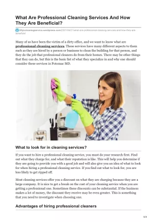 What Are Professional Cleaning Services And How They Are Beneficial?