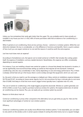 Should You Install Central Air System for Your Residence?