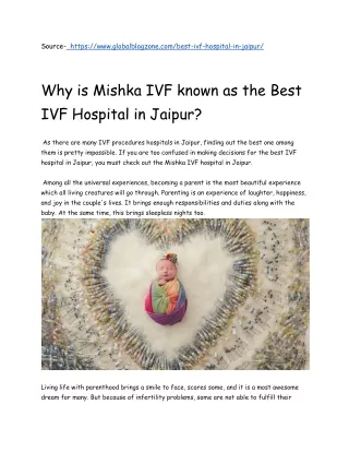 Why is Mishka IVF known as the Best IVF Hospital in Jaipur?