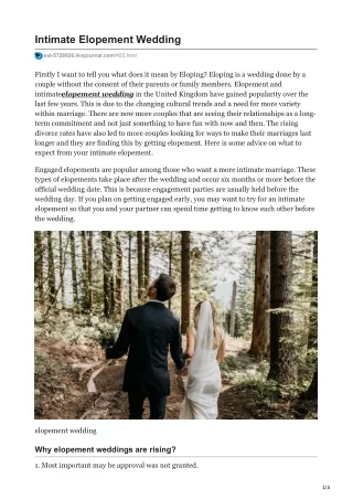 Intimate Elopement Wedding