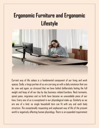 Ergonomic Furniture and Ergonomic Lifestyle