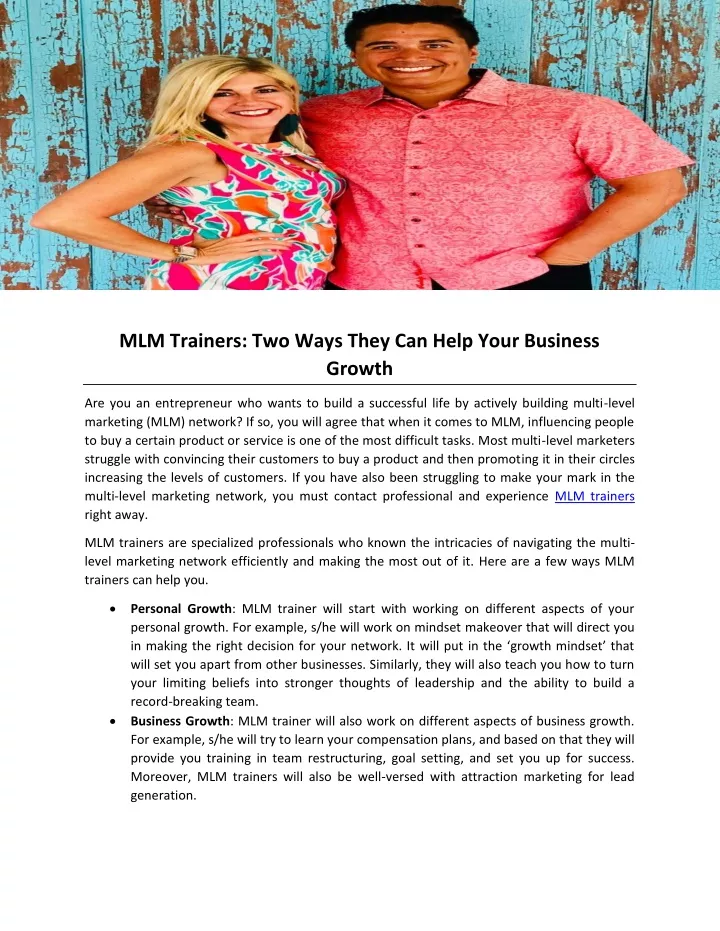 mlm trainers two ways they can help your business