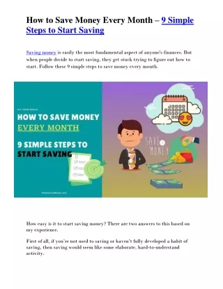 How to Save Money Every Month – 9 Simple Steps to Start Saving