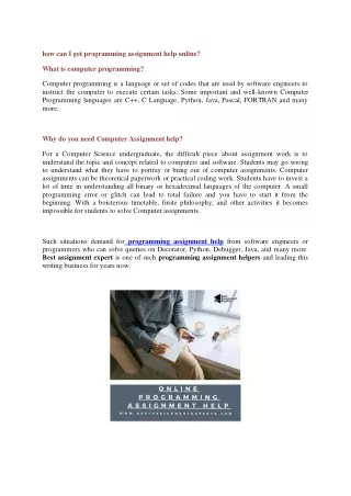 how can i get programming assignment help online