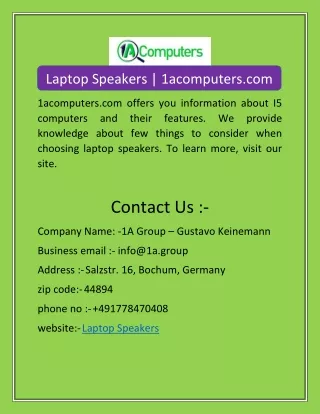 Laptop Speakers | 1acomputers.com