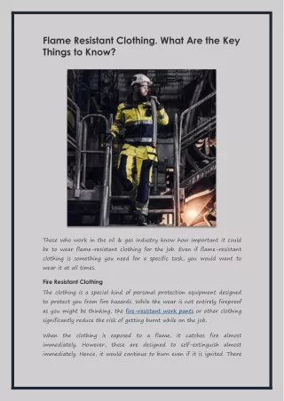 flame resistant clothing what are the key things