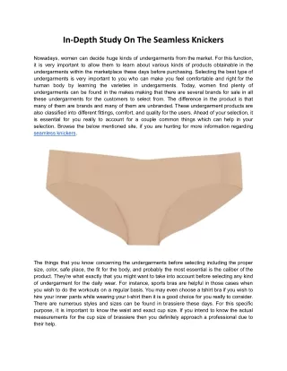 in depth study on the seamless knickers