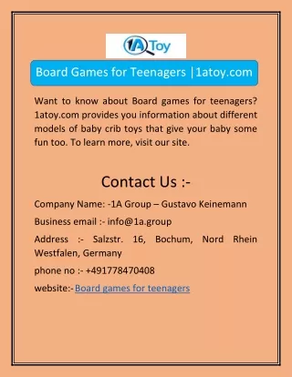 Board Games for Teenagers |1atoy.com