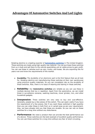 Advantages of Automotive switches and Led lights