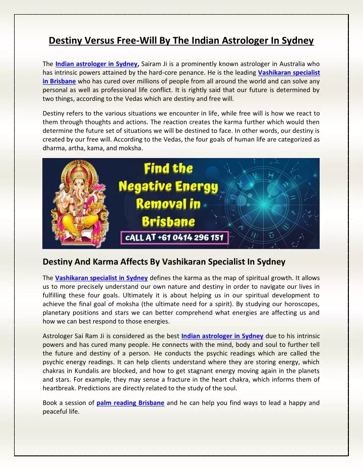 destiny versus free will by the indian astrologer