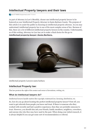 Intellectual Property lawyers and their laws