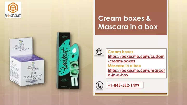 cream boxes mascara in a box