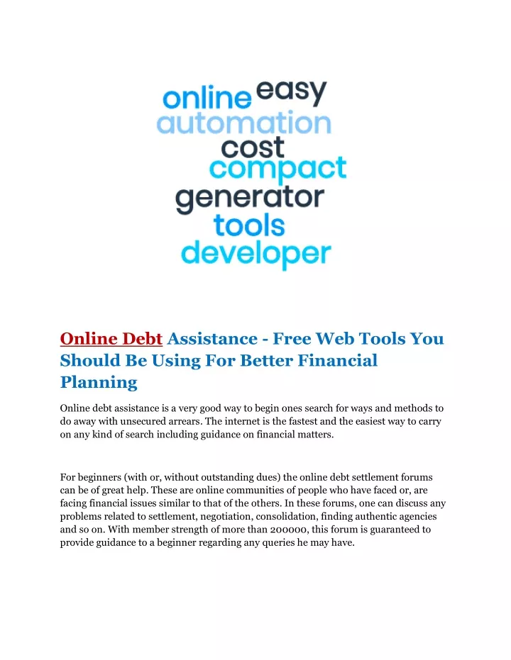 online debt assistance free web tools you should