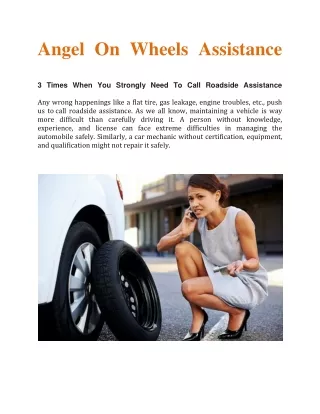 Call Roadside Assistance | Angel On Wheels Assistance