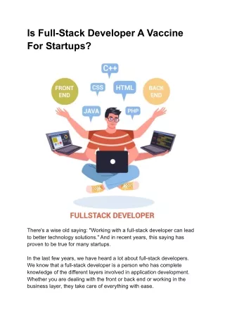 is full stack developer a vaccine for startups