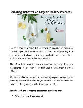 Amazing Benefits of Organic Beauty Products