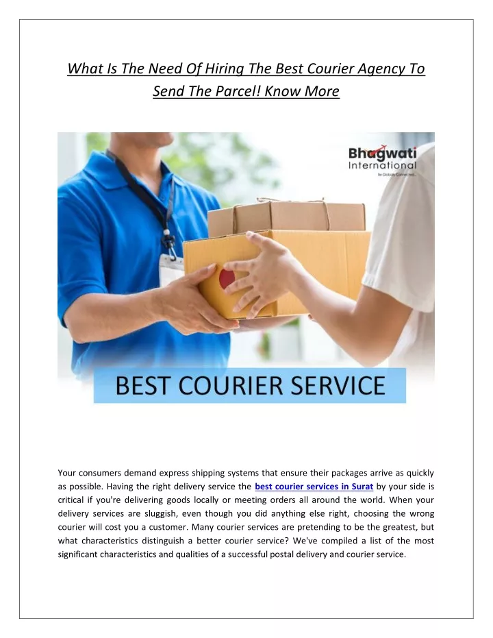 what is the need of hiring the best courier