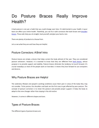 d o postur e brace s reall y improv e health