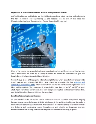 Importance of Global Conferences on Artificial Intelligence and Robotics.docx