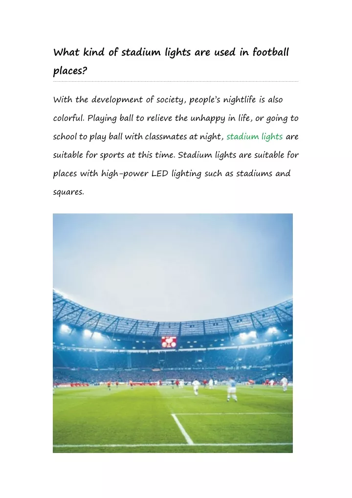 what kind of stadium lights are used in football