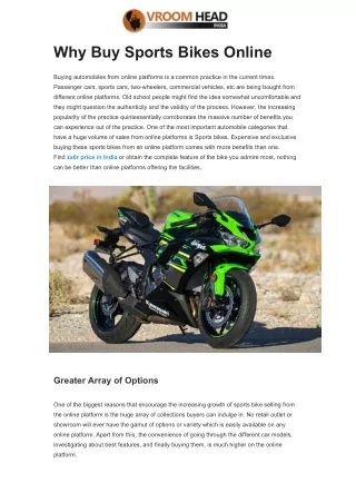 Why Buy Sports Bikes Online