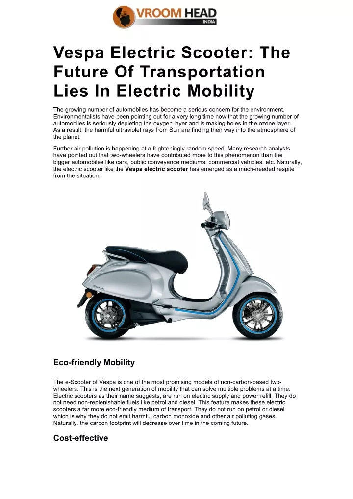vespa electric scooter the future