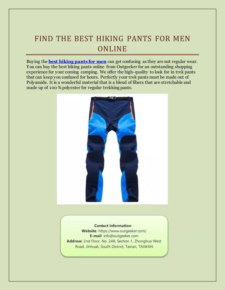 Ppt Find The Best Hiking Pants For Men Online Powerpoint Presentation Id10481517