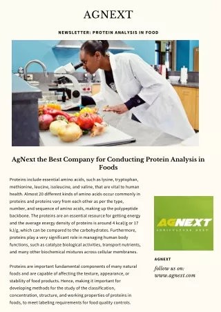 Protein Analysis In  Food  - AgNext Newsletter