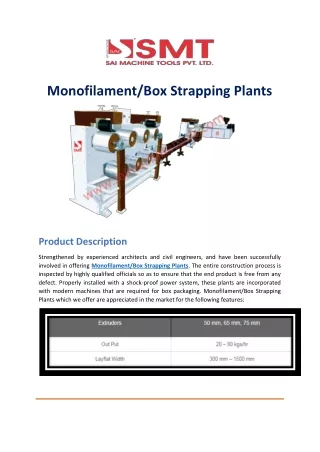 Monofilament/Box Strapping Plants in Indore - Sai Extrusion Technik