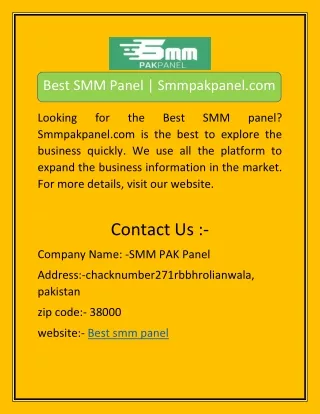 Best SMM Panel | Smmpakpanel.com