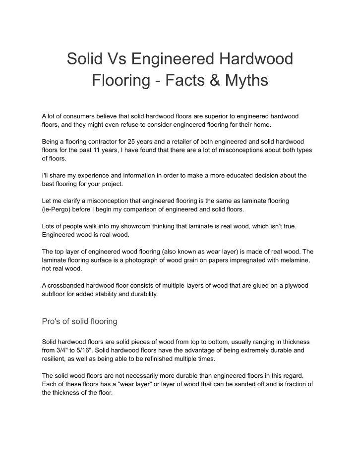 solid vs engineered hardwood flooring facts myths