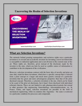 uncovering the realm of selection inventions