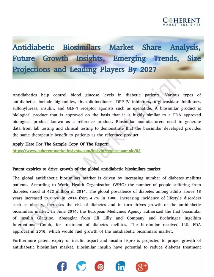 antidiabetic biosimilars market share analysis