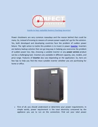 guide to buy suitable battery backup inverter